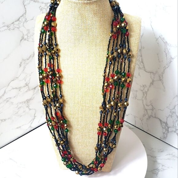 JOAN RIVERS MULTI-STRAND Glamorous Nights Torsade Beaded Necklace - Picture 1 of 7